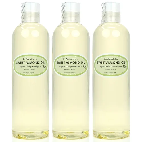 Dr Adorable - 36 oz - Aceite de almendras dulces - 100% puro natural orgánico prensado en frío 36 oz (3 de 12 oz)