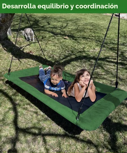 Vista 7 de Columpio de árbol rectangular de 40 pulgadas para niños y adultos, columpio de plataforma ajustable con correas para colgar, capacidad de 700