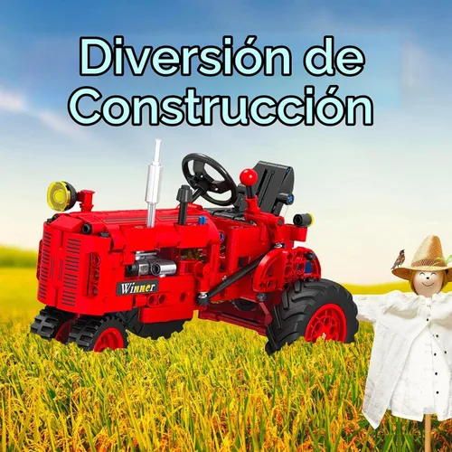 Vista 5 de Juego de 302 piezas de bloques de construcción, modelos clásicos de tractor agrícola para niños, kit de ingeniería de construcción para niños