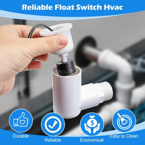 Vista 6 de Paquete de 1 interruptor flotante SS2 para una fácil instalación, interruptor de flotador de CA con adaptador de 3/4 pulgadas y cable de 6 pies