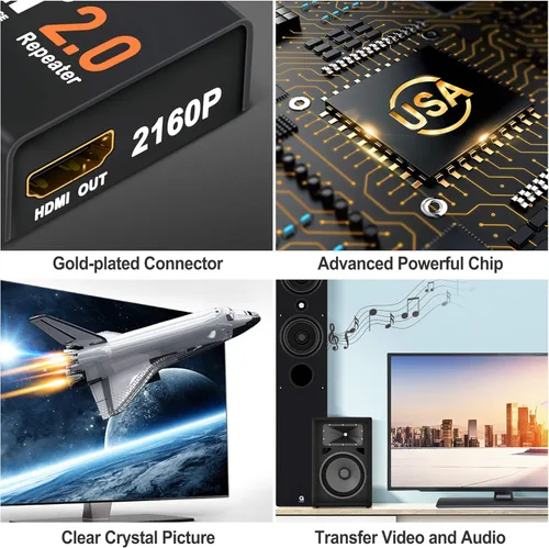 Vista 7 de Amplificador de señal 4K2K 1080P 3D, repetidor amplificador de señal JerGO HDMI 2.0, aumento de hasta 200 pies, distancia de transmisión de 18 Gbps