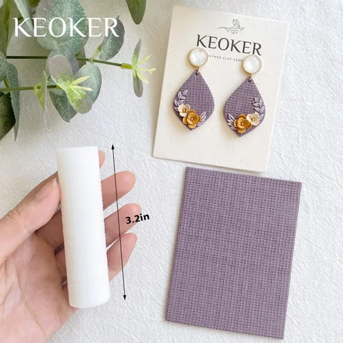 Vista 4 de KEOKER Rodillo de textura de arcilla polimérica, rodillo de arcilla polimérica para hacer aretes, rodillo de textura para arcilla polimérica, como