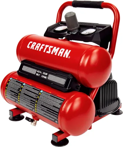 CRAFTSMAN Compresor de aire portátil Herramienta de aire Twin Tank 2 galones, 1/3 HP sin aceite Max 125 PSI Presión, Modelo: CMXECXA0220242, Rojo