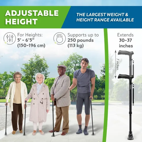 Vista 6 de HONEYBULL Walking Cane for Men & Women – Foldable, Adjustable, Lightweight Cane with Air Cushion Tip for Stability & Ergonomic Grip, Heavy Duty
