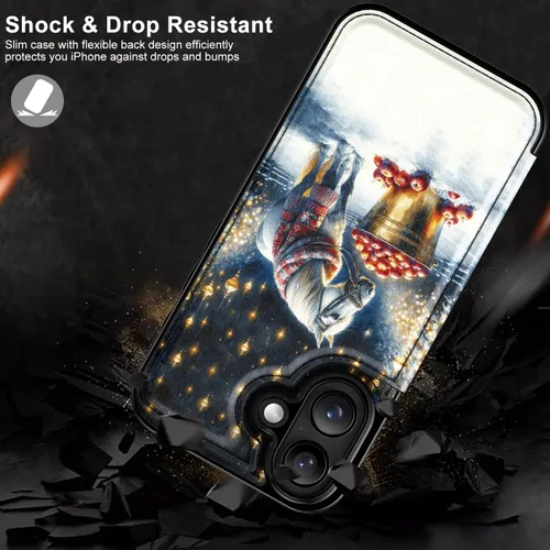 Vista 204 de LETO para iPhone 15 Pro Funda tipo cartera - Tapa tipo folio con patada - Diseños de moda - Tarjetero - Funda protectora para mujeres y niñas - 6.1