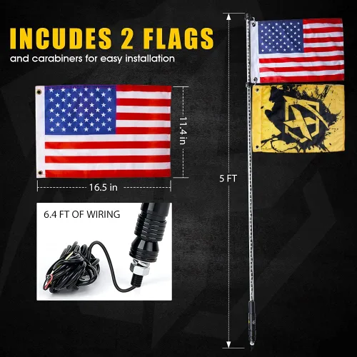 Vista 28 de Xprite 1 unidad de luz LED RGBW de 2 pies con base de resorte, luces de látigo con antena iluminada controladas por aplicación y control remoto