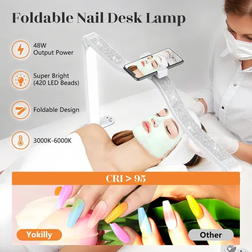 Vista 2 de Yokilly Luz de media luna de arco: Luz de media luna sin sombras de 34 "para salón de escritorio - Lámpara de escritorio LED plegable con brillo