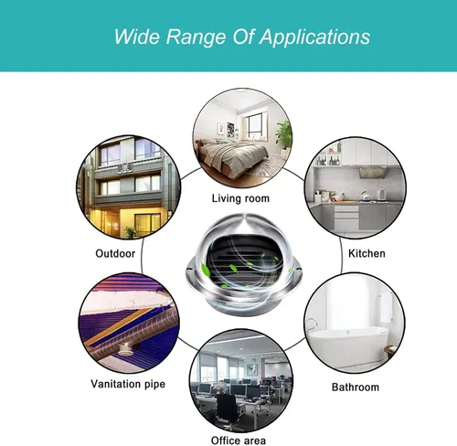 Vista 7 de Cubierta de ventilación para secadora de ventilador, extractor externo de ventilación de acero inoxidable 304, tapa de salida de ventilación
