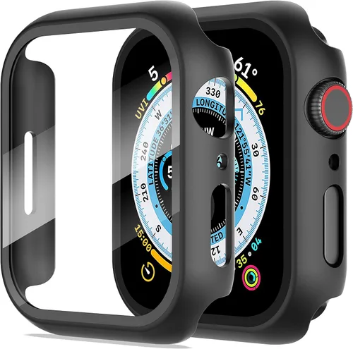 Vista 26 de Diruite Juego de 2 fundas para Apple Watch Series 3/2/1 de 38mm, protector de pantalla de vidrio templado ultradelgado de todo alrededor para iWatch