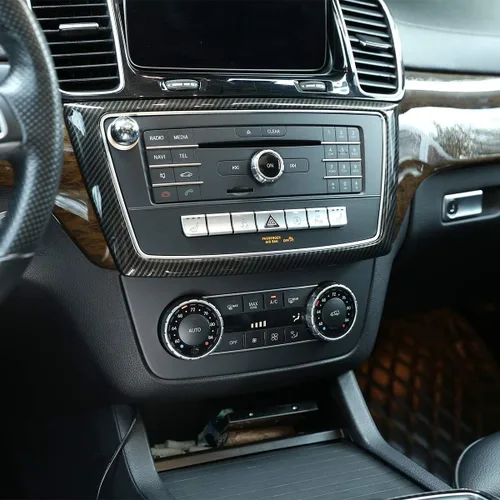 Vista 4 de YIWANG Marco de consola central de ABS cromado para Mercedes Benz GL GLE GLS ML Clase W166 accesorios de coche, Fibra de carbono