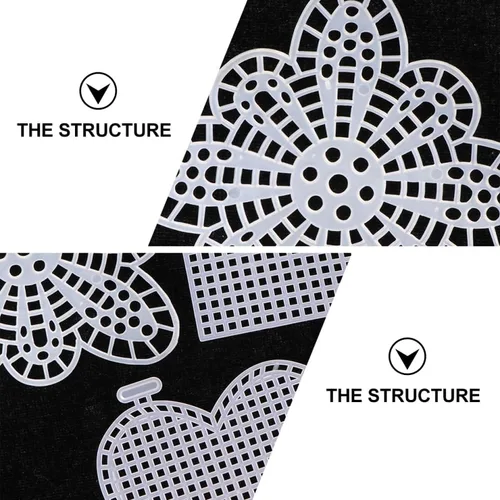 Vista 8 de EXCEART Paquete de 50 hojas de malla transparente para proyectos de manualidades de punto de aguja y punto de cruz, lona de plástico multiforma