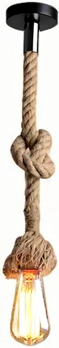 Vista 9 de Lámpara colgante de cuerda de cáñamo vintage de 5 cabezas de 6.6 ft, base E26/E27, lámpara de techo vintage, estilo retro para comedor, restaurante