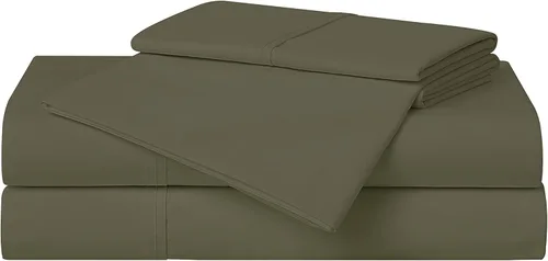 Vista 3 de CANNON - Juego de sábanas y fundas de almohada de percal sólido de 4 piezas - Verde