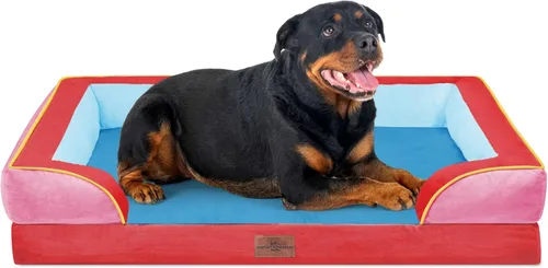Vista 122 de Comfort Expression Cama ortopédica para perros extra grandes de 45 x 35 pulgadas, cama para mascotas XL de espuma tipo caja de huevos impermeable