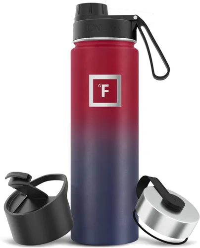 Vista 119 de IRON °FLASK - Botella deportiva de 14, 18, 22, 32, 40, 64 o 128 onzas, 3 tapas (boquilla), acero inoxidable aislado al vacío, doble pared moderna
