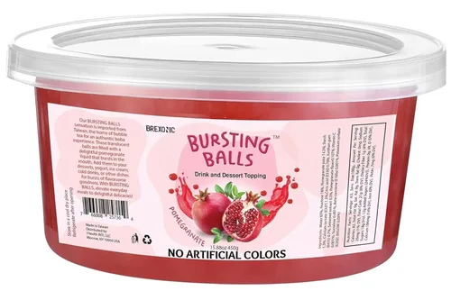 Vista 19 de BREXONIC Popping Boba Pearls - Perlas de Boba Reventadoras, Bolas de Té Explosivas, Cobertura para Bebidas y Postres, Sabores Fresa, Mango