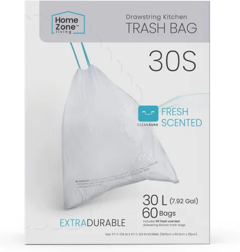 Vista 13 de Home Zone Living - Bolsas de basura de cocina de 12 galones con asas de cordón, diseño personalizado resistente para botes de basura de cocina