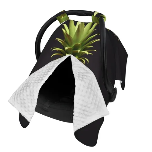 Vista 2 de Baby Car Seat Canopy Cover for Mom, Soft Breathable Nursing Breastfeeding Covers Multi Use Stroller Sun Shade Newborn Shower Gift，Yellow Pineapple