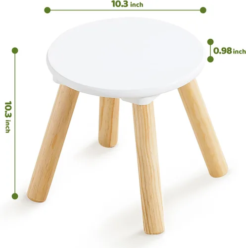 Vista 17 de Beright Taburete de madera para niños, taburete para niños, mesa sensorial perfecta a juego, taburete resistente de 9 pulgadas con cuatro patas