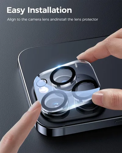 Vista 4 de [Paquete de 3] Protector de lente de cámara para iPhone 13 Pro Max de 6.7 pulgadas y iPhone 13 Pro de 6.1 pulgadas, vidrio templado 9H, arañazos