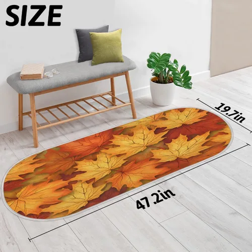 Vista 2 de cfpolar Autumn Maple Leaf Pattern Bathroom Rugs Non-Slip Bath Rug Microfiber Bath Mat Absorbent Kitchen Mats and Rugs Machine Washable Oval Plush