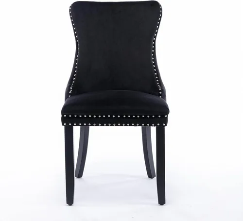 Vista 3 de Wing-Back Dining Chairs Set of 2 with Backstitching Nailhead Trim and Solid Wood Legs, American Design Upholstered Chair for Dining Room Table &