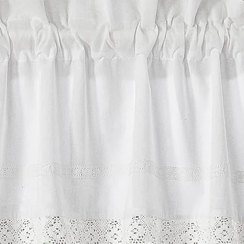 Vista 4 de Laura Ashley - Cenefa, tratamiento de ventana de 100% algodón suave con bolsillo para barra, ligero y lavable a máquina, cortina con detalle