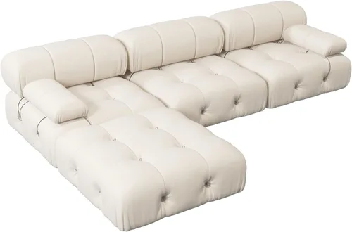 Vista 14 de Sofá modular moderno de terciopelo, sofá modular minimalista en forma de U de 6 plazas con 2 otomanas para sala de estar, oficina, apartamento