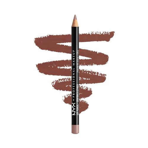 NYX PROFESSIONAL MAKEUP Lápiz labial delgado, delineador de labios cremoso de larga duración, caoba