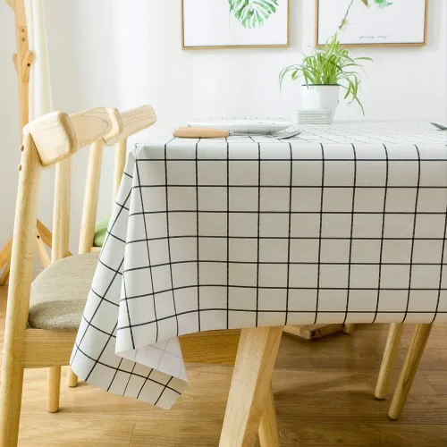 Vista 4 de Chizoya Mantel rectangular de PVC impermeable, protector de mesa de plástico para cocina al aire libre (54 x 72 pulgadas, a cuadros)