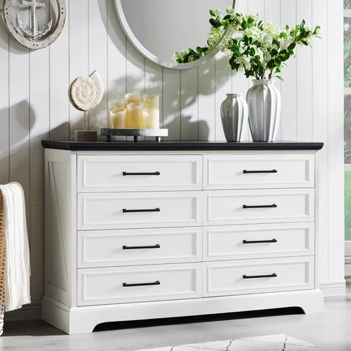 Vista 9 de ACCOHOHO Cómoda rústica de madera rústica de 46 pulgadas de alto con mango ancho de metal, textura natural, organizador de cajones para dormitorio