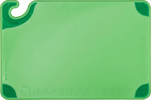 Vista 2 de San Jamar Saf-T-Grip Tabla de cortar de plástico con gancho de seguridad, 12 x 18 x 0.5 pulgadas, verde (paquete de 2)