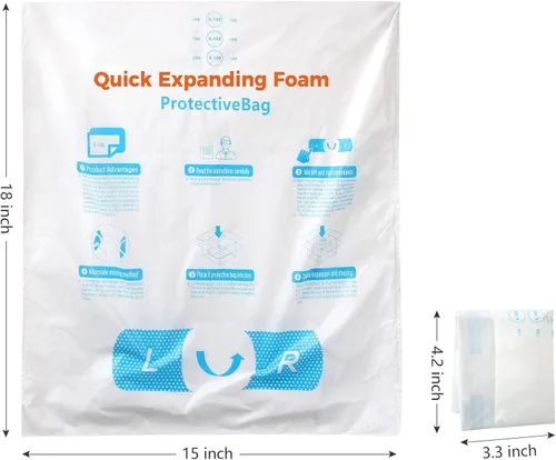 Vista 2 de 15 x 18 pulgadas, 10 unidades TONESPAC Instant Pack Quick Expanding Foam X-100 Bolsa de embalaje para embalaje y envío