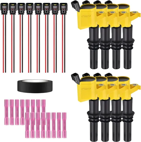 Vista 28 de Juego de 4 bobinas de encendido y conector de coleta, kit de arnés de cableado compatible con Accord Odyssey Acura Saturn 3.0L 3.2L 3.5L V6 C1221