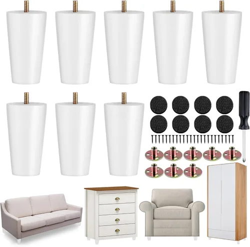 Vista 14 de TURSTIN 8 patas redondas para muebles de 3 pulgadas, patas redondas de madera maciza con tuercas en T M8, patas de sofá, patas de repuesto