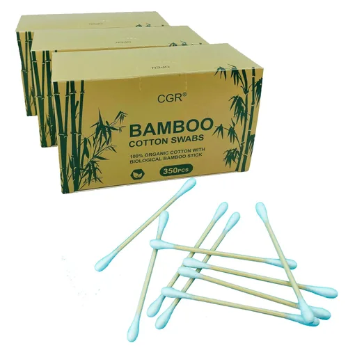 Vista 6 de CGR - 1050 hisopos de algodón orgánico, 100% algodón de doble punta, palitos de bambú (compostables), paquete de viaje