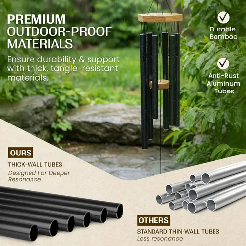 Vista 4 de UpBlend - Carillón de viento de tono profundo – Condolencias al aire libre y regalo conmemorativo por la pérdida de un ser querido, campanillas