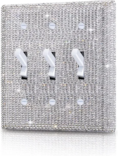 Vista 22 de Gaocai 1 pieza Placas de pared con diamantes de imitación brillantes Cubierta de interruptor de luz Placa decorativa de pared con palanca única