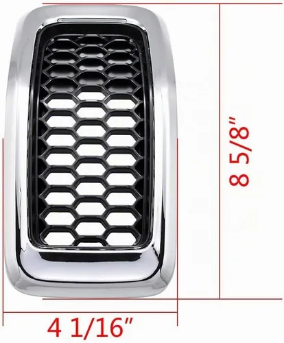 Vista 2 de Juego de insertos de rejilla de malla de panal de abeja, color negro, kit de moldura cromada compatible con Jeep Cherokee 2014-2018 Rejilla de malla