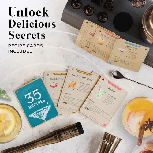 Vista 5 de BARE BARREL Mixology Bartender Kit Bar Set Juego de coctelera de 14 piezas Herramientas de mezcla de Martini Barware para el hogar Incluye 35