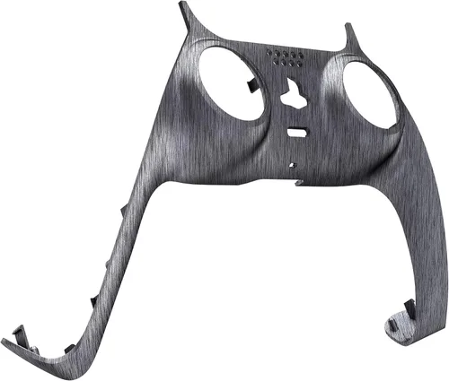 Vista 4 de eXtremeRate Carcasa decorativa con diseño de plata cepillada para controlador PS5, carcasa de clip de repuesto para bricolaje, cubierta de placas
