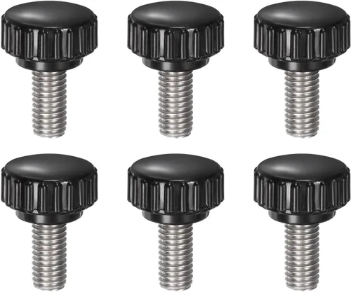 Vista 37 de uxcell 6 perillas de sujeción moleteadas M5 x 0.315 in métricas de acero inoxidable 304 rosca macho tornillo de pulgar en tipo 0.866 in cabeza