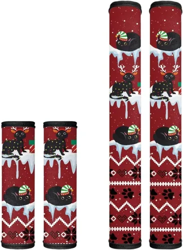 Vista 10 de Candy - Juego de 4 fundas para manija de puerta de refrigerador, decoración navideña, para cocina, mantiene tu nevera, microondas, horno