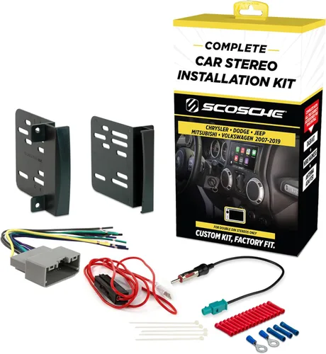 Scosche ICCR6BN Kit de instalación de radio Double DIN para salpicadero Compatible con vehículos selectos Chrysler, Dodge, Jeep y RAM de 2007-2019 -