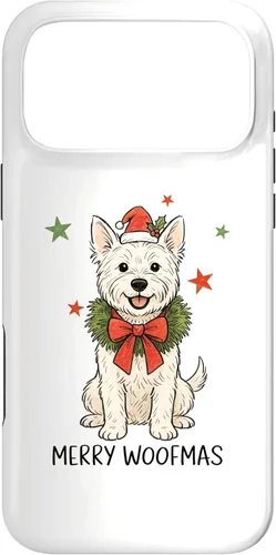 Vista 21 de Merry Woofmas White Terrier Dog Santa Hat Christmas Cute Dog Case for iPhone 15