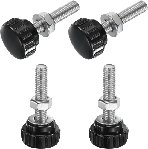 Vista 67 de Uxcell - 4 juegos de pomos moleteados con tornillos de pulgar, tuercas y arandelas, rosca macho métrica M3 x 30 mm, 14 mm de plástico, cabeza de 304