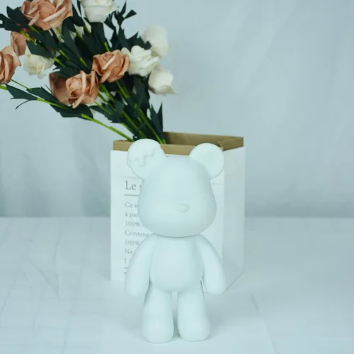 Vista 5 de Figurilla de Pintura de Oso Fluido, Figura de Oso DIY para Decoración del Hogar (8 Pulgadas, Molde en Blanco)