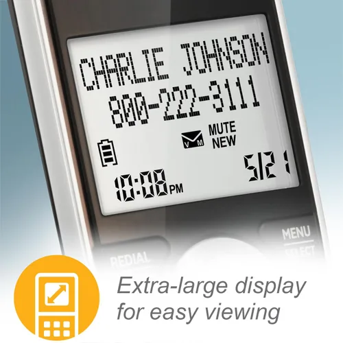 Vista 7 de Teléfono inalámbrico expandible DECT 6.0 con sistema de respuesta y bloqueador inteligente de llamadas de AT&T CL82207, Plateado/Negro