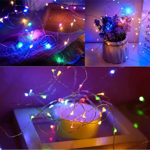 Vista 6 de Guirnalda de luces solares, 100 luces LED de alambre de cobre, luces solares de 33 pies, 8 modos, impermeables, para exteriores, para fiestas