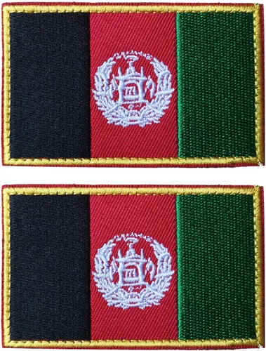 2 unidades AliPlus Parches de bandera de Afganistán bordados, parches tácticos militares de moral con gancho y bucle